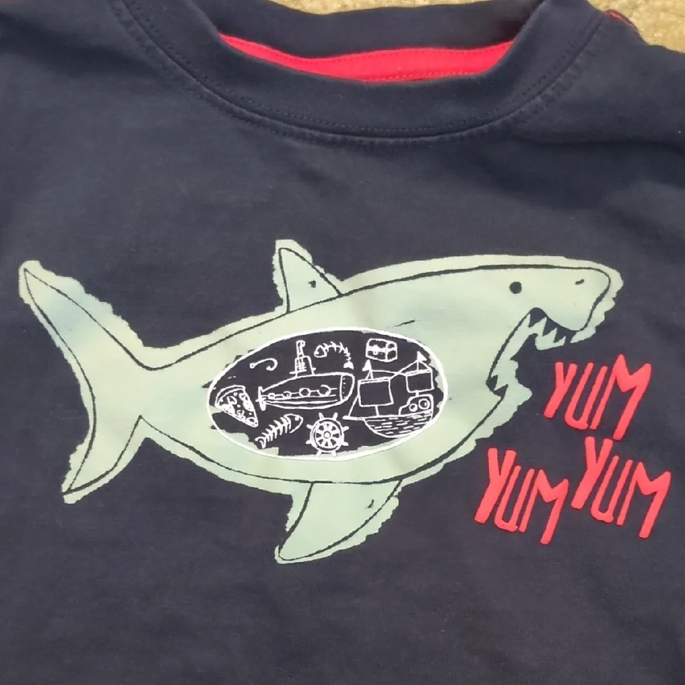 Gymboree Navy Shark Tee with Red Accents